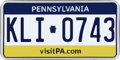 PA license plate KLI0743