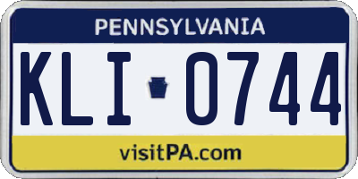 PA license plate KLI0744