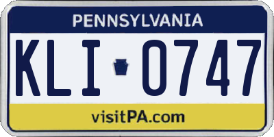 PA license plate KLI0747
