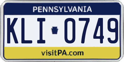 PA license plate KLI0749