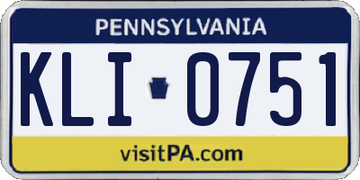 PA license plate KLI0751