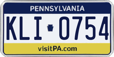 PA license plate KLI0754
