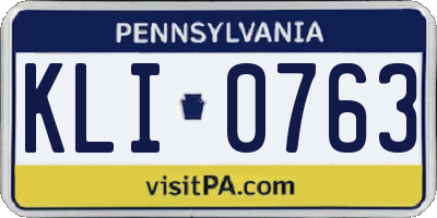 PA license plate KLI0763