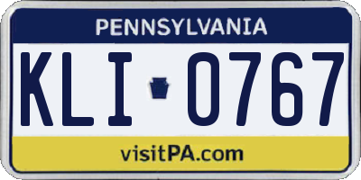 PA license plate KLI0767