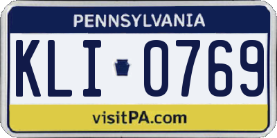 PA license plate KLI0769