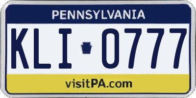 PA license plate KLI0777