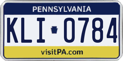 PA license plate KLI0784