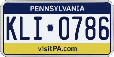 PA license plate KLI0786