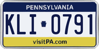 PA license plate KLI0791