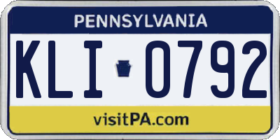 PA license plate KLI0792