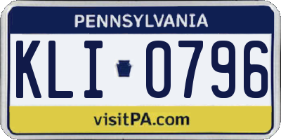 PA license plate KLI0796
