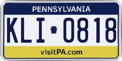 PA license plate KLI0818