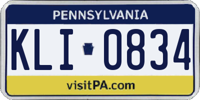 PA license plate KLI0834