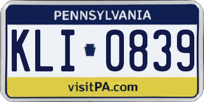 PA license plate KLI0839