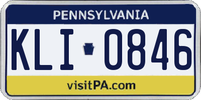 PA license plate KLI0846