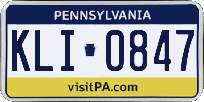 PA license plate KLI0847