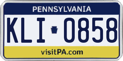 PA license plate KLI0858