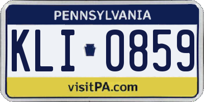 PA license plate KLI0859