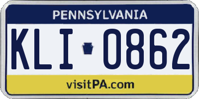 PA license plate KLI0862