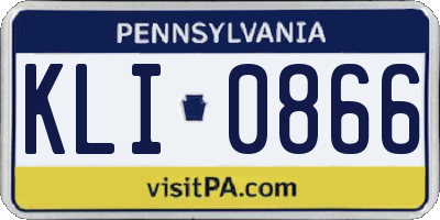PA license plate KLI0866