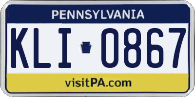 PA license plate KLI0867