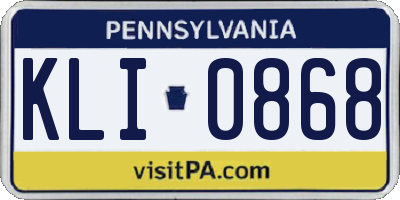 PA license plate KLI0868