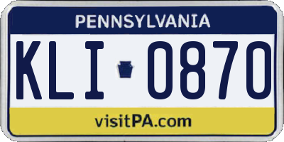 PA license plate KLI0870