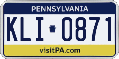 PA license plate KLI0871