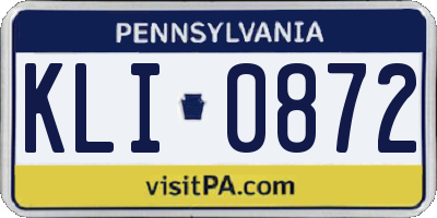 PA license plate KLI0872