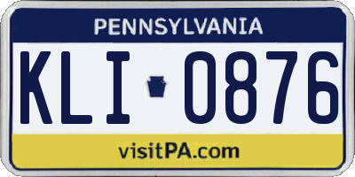 PA license plate KLI0876