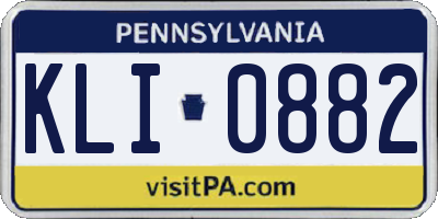 PA license plate KLI0882
