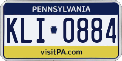 PA license plate KLI0884