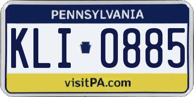 PA license plate KLI0885