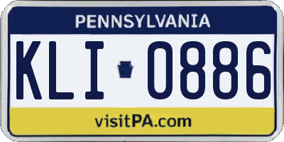 PA license plate KLI0886