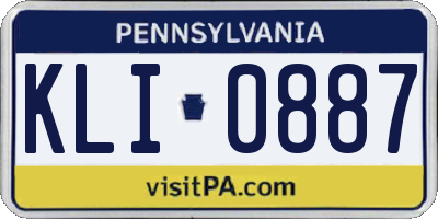 PA license plate KLI0887