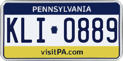 PA license plate KLI0889