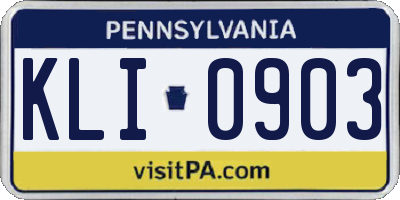 PA license plate KLI0903