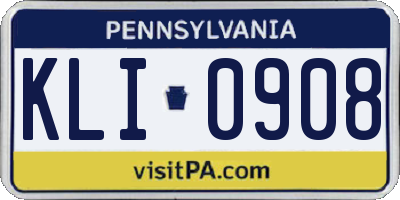 PA license plate KLI0908