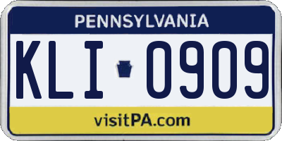 PA license plate KLI0909