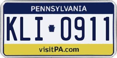 PA license plate KLI0911