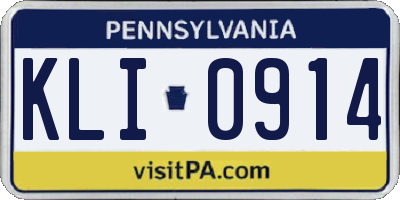PA license plate KLI0914