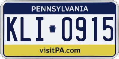 PA license plate KLI0915