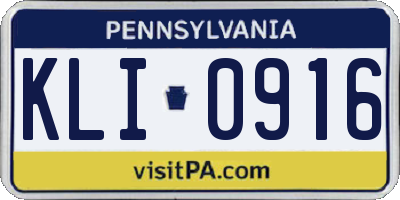 PA license plate KLI0916