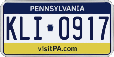 PA license plate KLI0917
