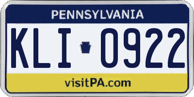 PA license plate KLI0922