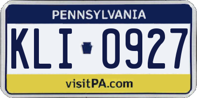 PA license plate KLI0927