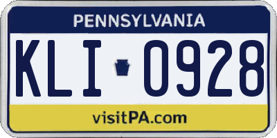 PA license plate KLI0928
