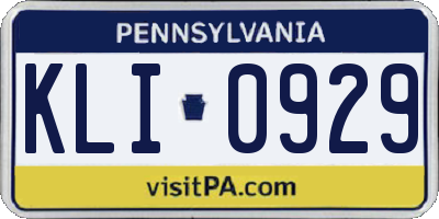 PA license plate KLI0929