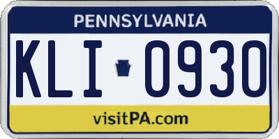 PA license plate KLI0930