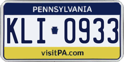 PA license plate KLI0933